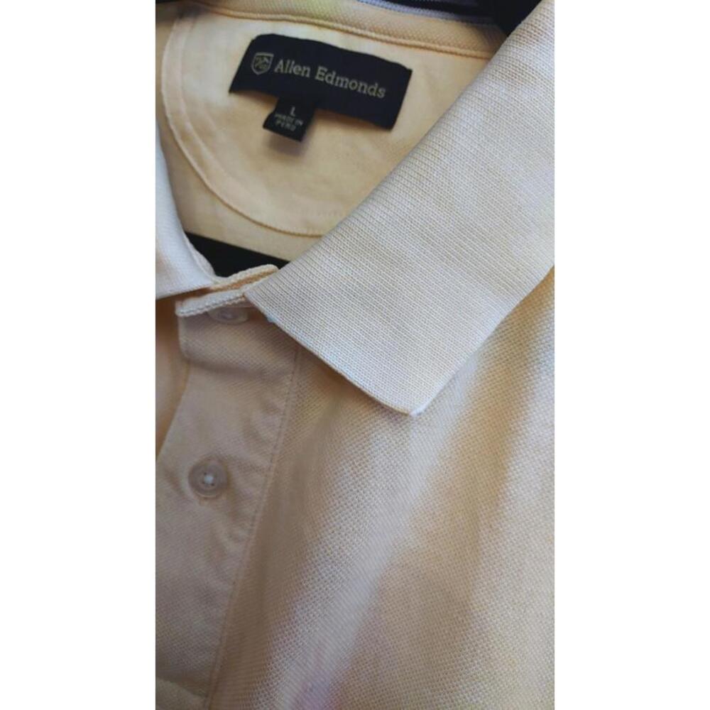 Allen Edmonds Mens LOT OF 2 green yellow 100% Pima Cotton Shirt Polo large golf - Picture 7 of 9